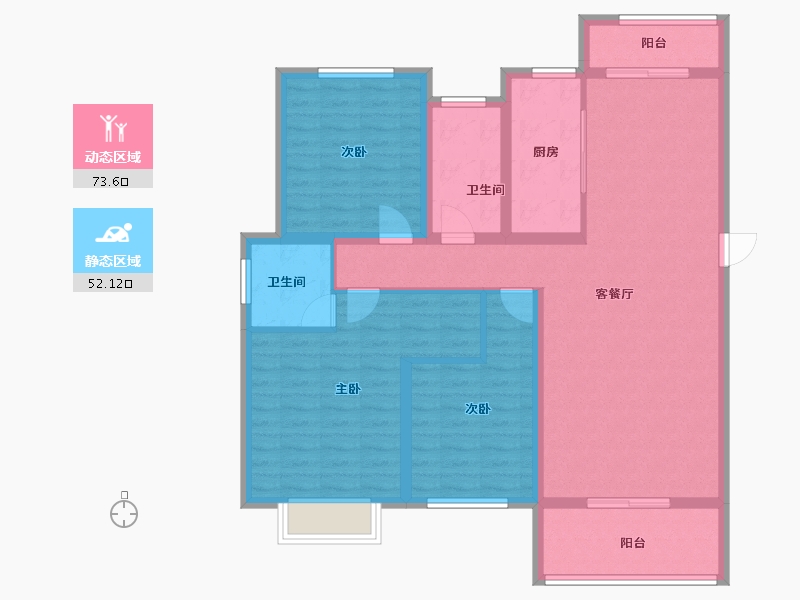 山东省-菏泽市-恒正福门里-112.86-户型库-动静分区