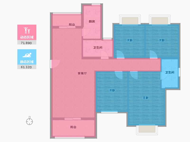 山东省-菏泽市-恒正福门里-119.97-户型库-动静分区