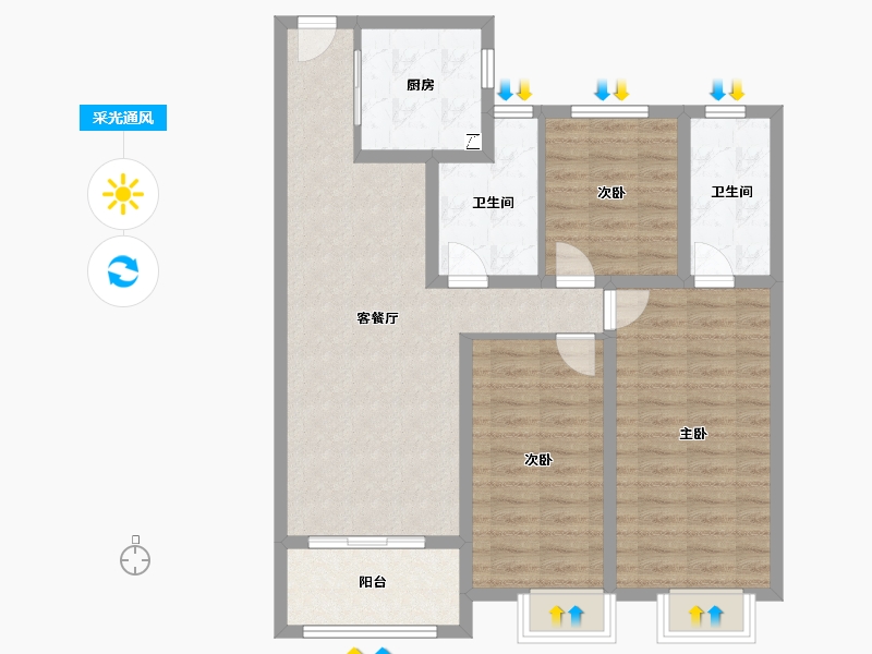 江苏省-连云港市-韵湖澜湾-92.80-户型库-采光通风