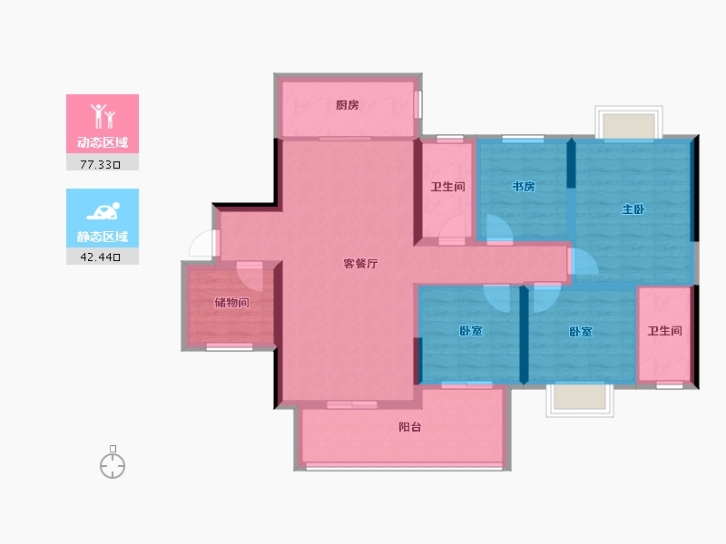 贵州省-黔西南布依族苗族自治州-德嘉花园-106.34-户型库-动静分区