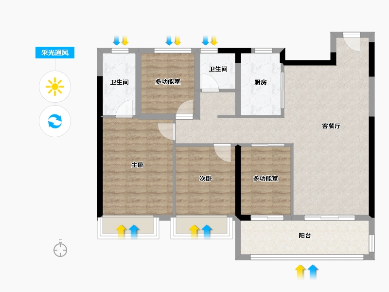 湖南省-长沙市-南崇九颂|江山印-105.00-户型库-采光通风