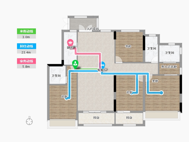 浙江省-嘉兴市-绿城华景川蘭园-133.97-户型库-动静线