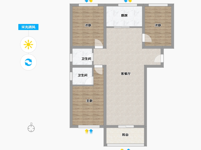 山西省-运城市-鸿福家园-89.28-户型库-采光通风