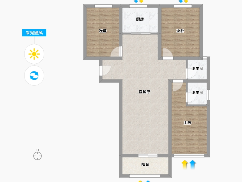 山西省-运城市-鸿福家园-84.46-户型库-采光通风