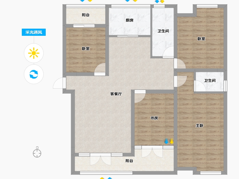 湖北省-咸宁市-九重锦·揽月公馆-113.71-户型库-采光通风