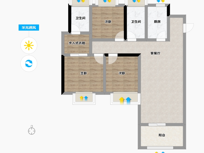 湖北省-荆州市-中建·荆州之星-83.38-户型库-采光通风