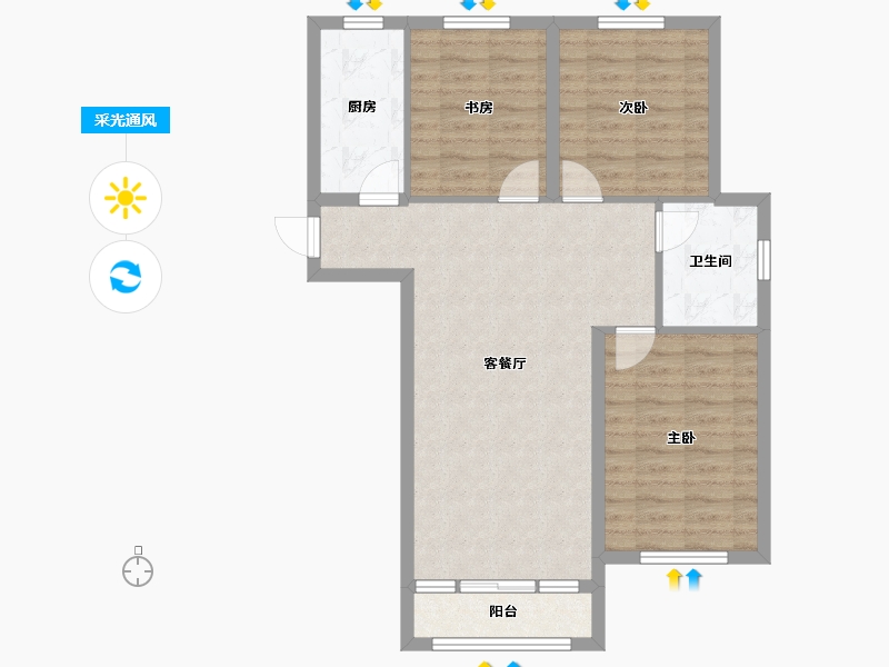 河北省-廊坊市-合美·帝宝壹號-79.10-户型库-采光通风