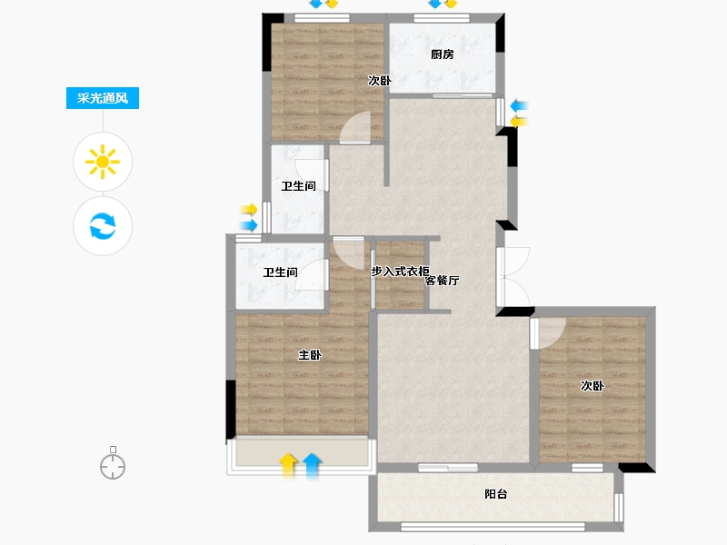 河南省-商丘市-绿锦·蘭园-100.80-户型库-采光通风