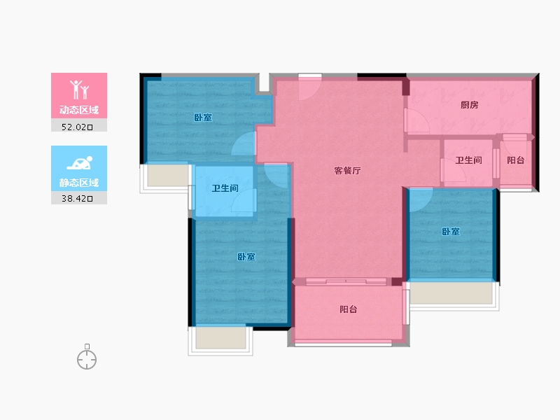 湖北省-荆门市-洋丰·象山玉园-81.09-户型库-动静分区