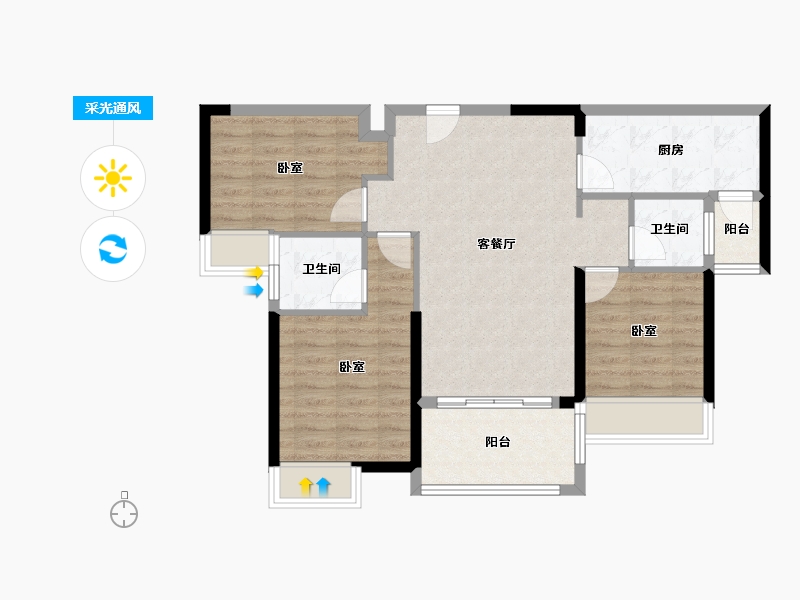 湖北省-荆门市-洋丰·象山玉园-81.09-户型库-采光通风