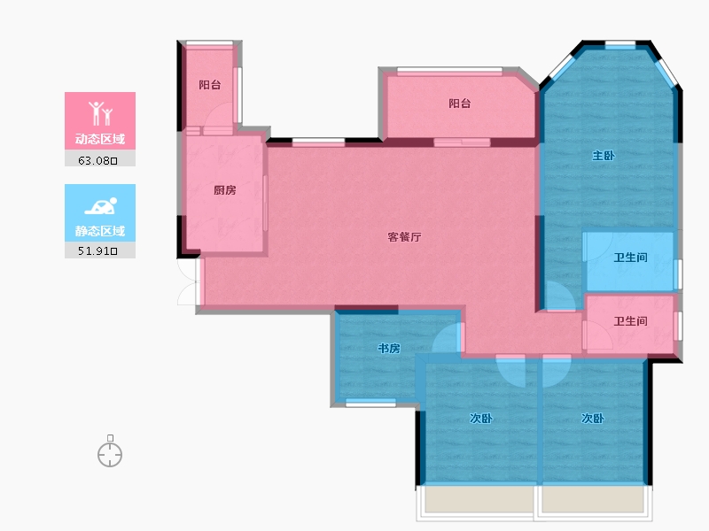 四川省-攀枝花市-龙信·澜公馆-102.95-户型库-动静分区