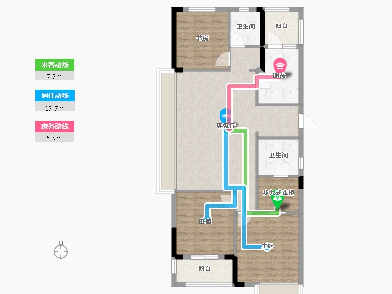 湖北省-荆州市-九坤·玉沙府-93.59-户型库-动静线