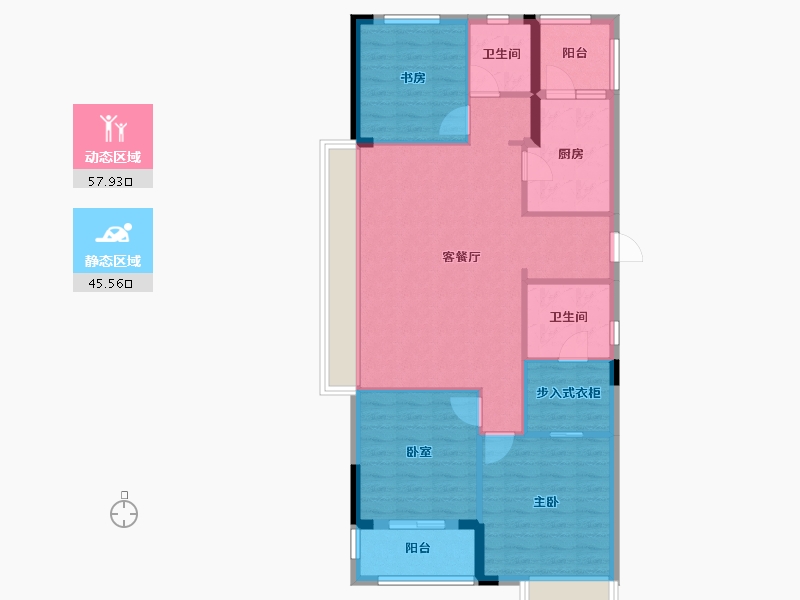 湖北省-荆州市-九坤·玉沙府-93.59-户型库-动静分区