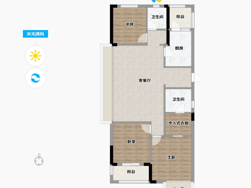 湖北省-荆州市-九坤·玉沙府-93.59-户型库-采光通风