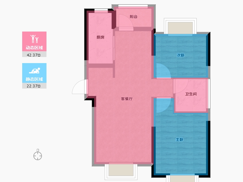 黑龙江省-佳木斯市-华强•幸福里-57.51-户型库-动静分区