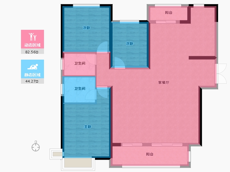 陕西省-渭南市-添康富士城-114.90-户型库-动静分区