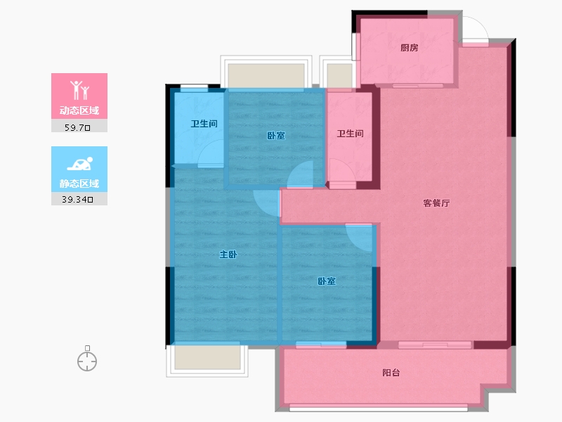 湖北省-咸宁市-三胜御府-89.60-户型库-动静分区