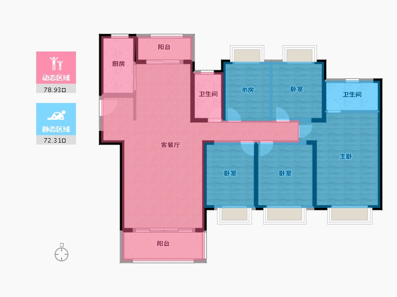 广西壮族自治区-钦州市-中地滨江壹號-135.60-户型库-动静分区