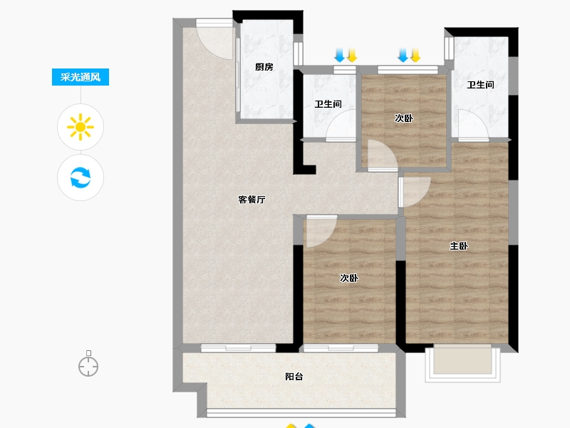 福建省-莆田市-铜锣湾万达广场-80.80-户型库-采光通风