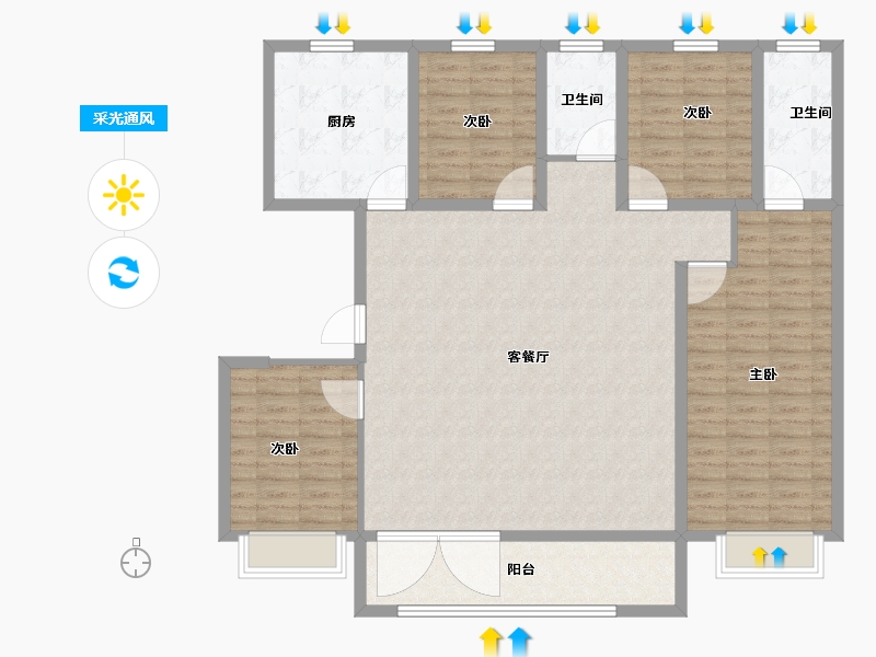 山东省-潍坊市-邦泰天璞-139.66-户型库-采光通风