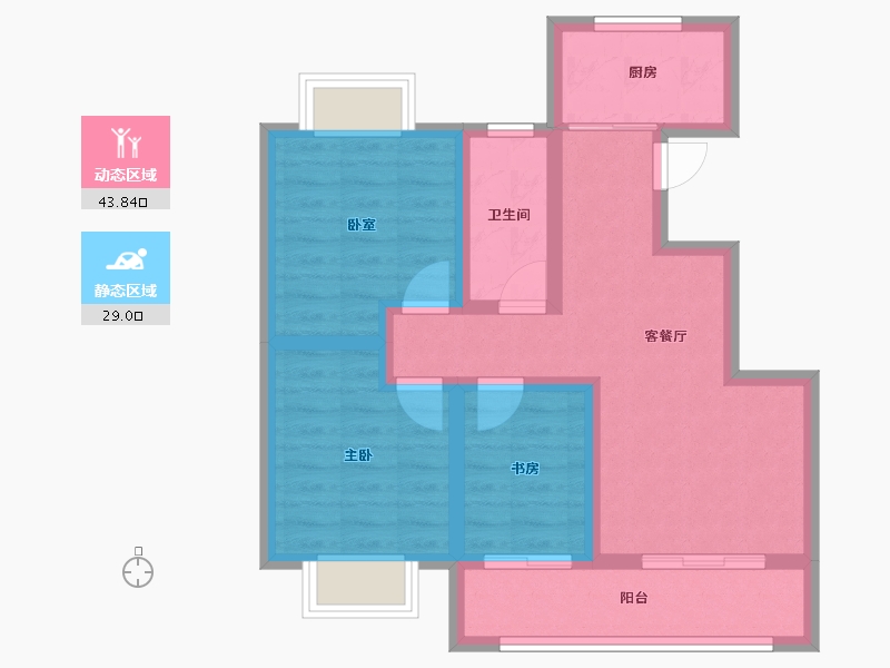 山东省-烟台市-蓬莱度假中心-63.40-户型库-动静分区