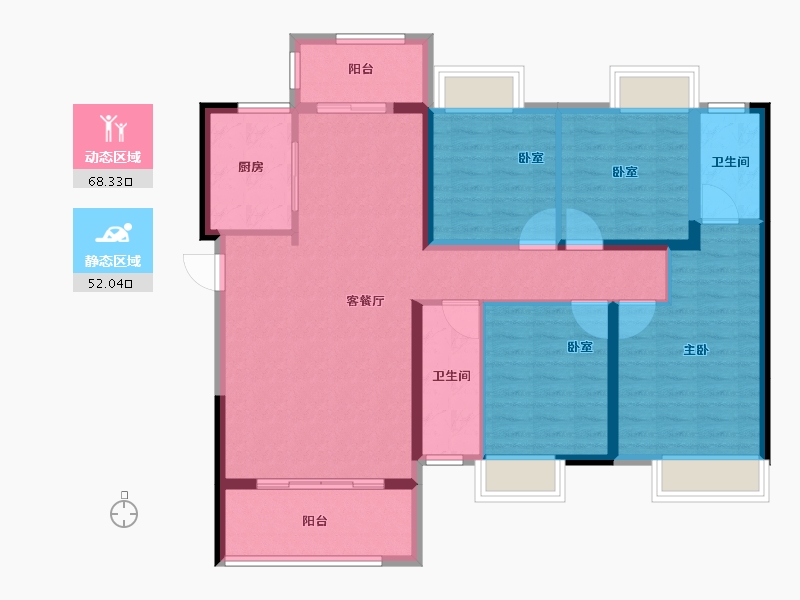 湖北省-咸宁市-三胜御府-108.00-户型库-动静分区