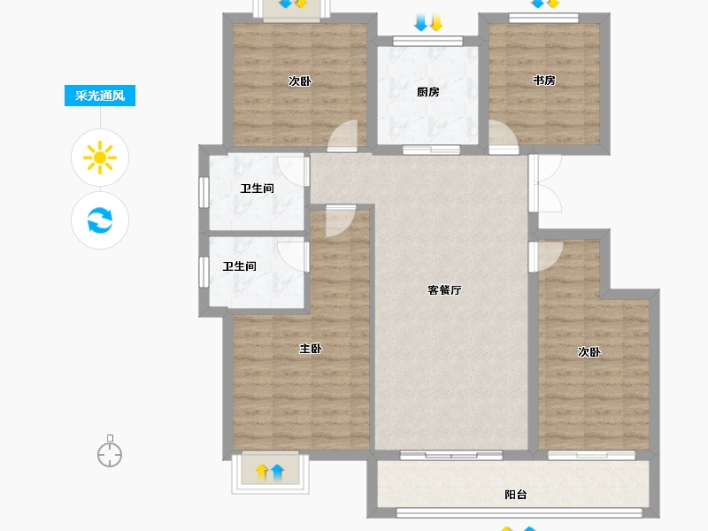 安徽省-黄山市-鑫基·尚紫台-101.60-户型库-采光通风