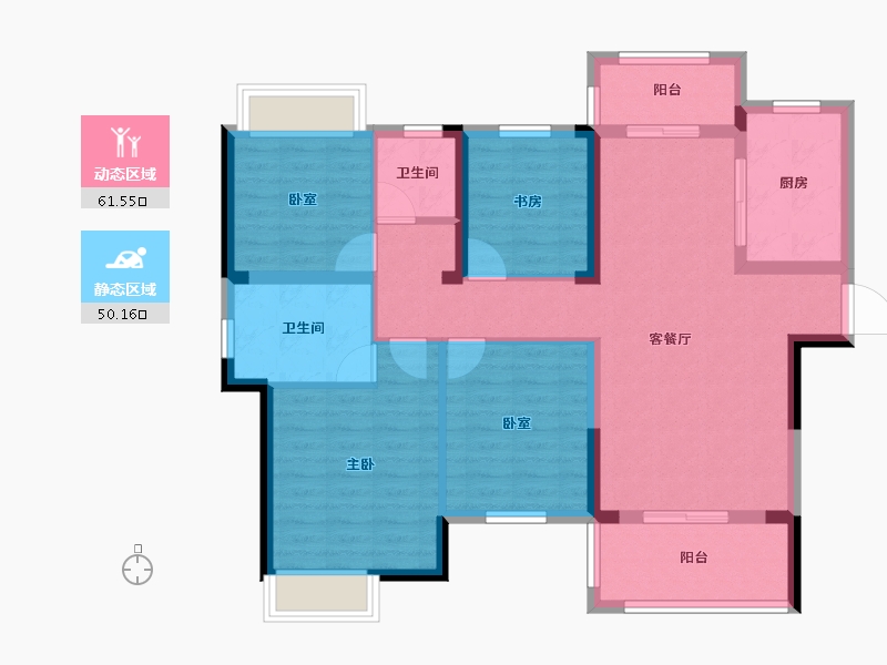 湖北省-荆州市-九坤·玉沙府-99.60-户型库-动静分区