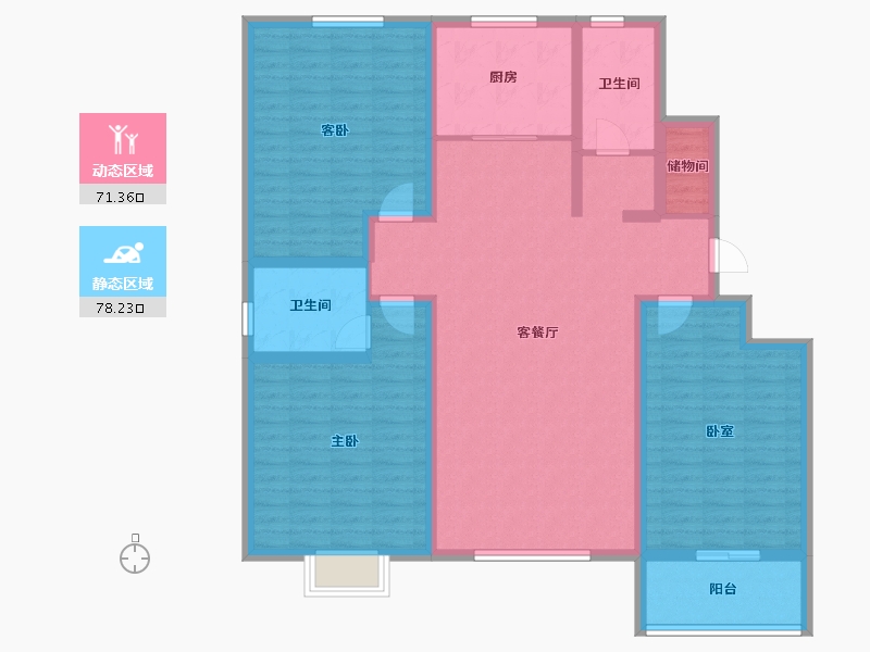 山东省-潍坊市-九州方园国际-134.61-户型库-动静分区