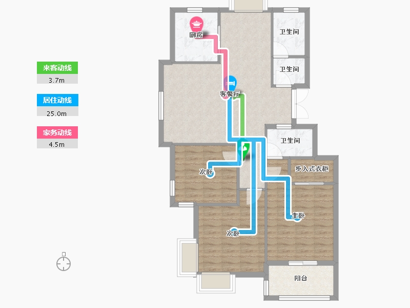 湖北省-荆门市-凯凌·香格里拉三期-95.42-户型库-动静线