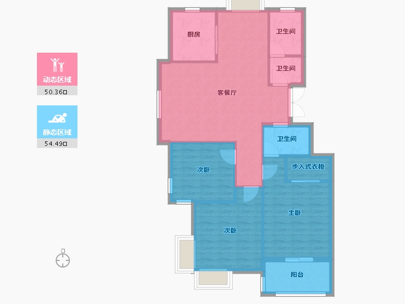 湖北省-荆门市-凯凌·香格里拉三期-95.42-户型库-动静分区