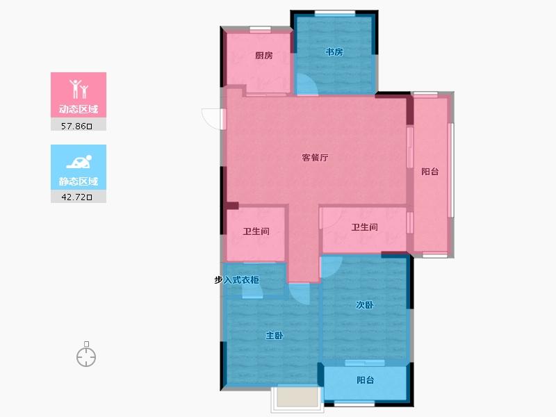 浙江省-嘉兴市-绿城华景川蘭园-90.45-户型库-动静分区