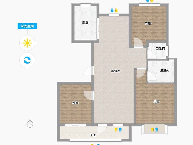 山东省-潍坊市-鲁商首府-103.21-户型库-采光通风