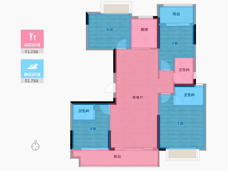 福建省-莆田市-铜锣湾万达广场-93.89-户型库-动静分区