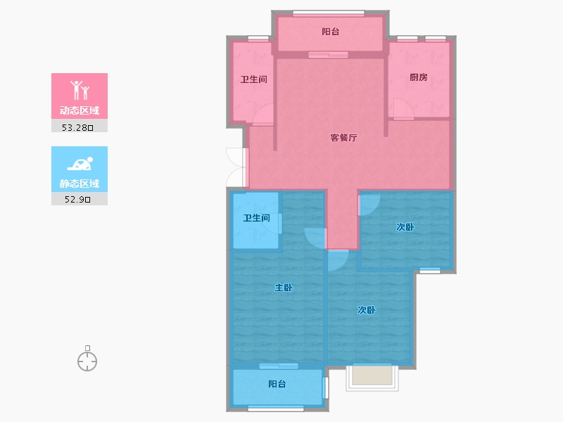 湖北省-荆门市-凯凌·香格里拉三期-96.28-户型库-动静分区