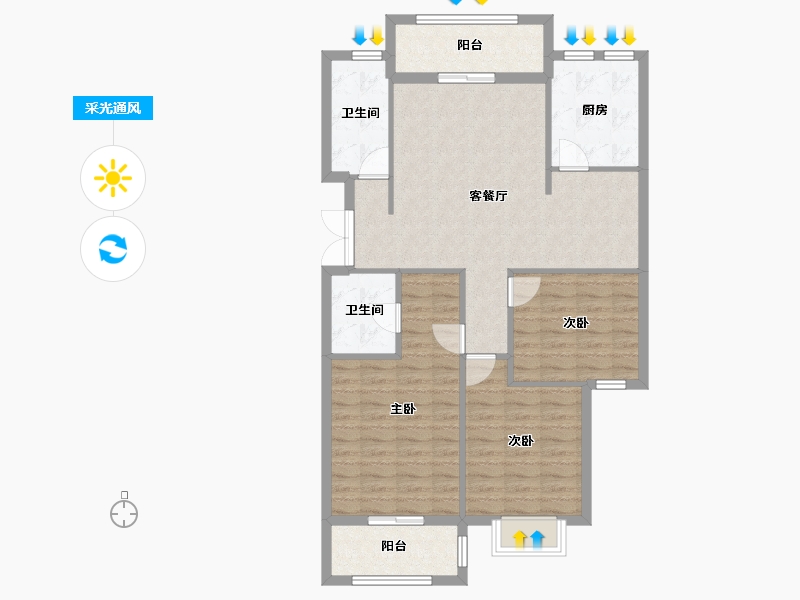 湖北省-荆门市-凯凌·香格里拉三期-96.28-户型库-采光通风