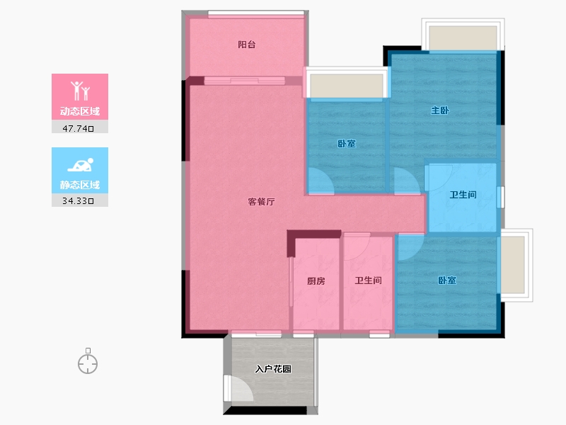 广东省-江门市-蓬江玉圭园-79.82-户型库-动静分区