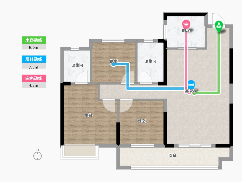 湖北省-荆州市-九坤锦沙澜台-96.80-户型库-动静线