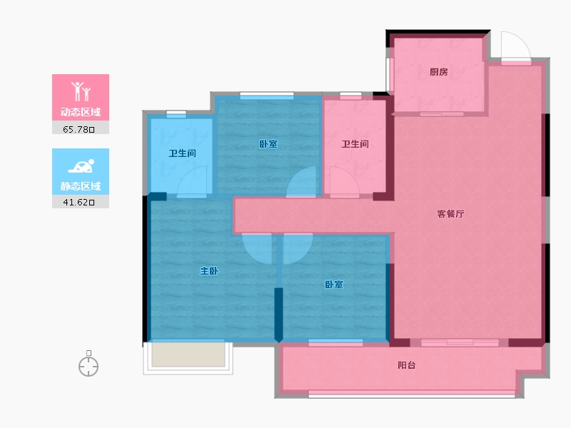 湖北省-荆州市-九坤锦沙澜台-96.80-户型库-动静分区