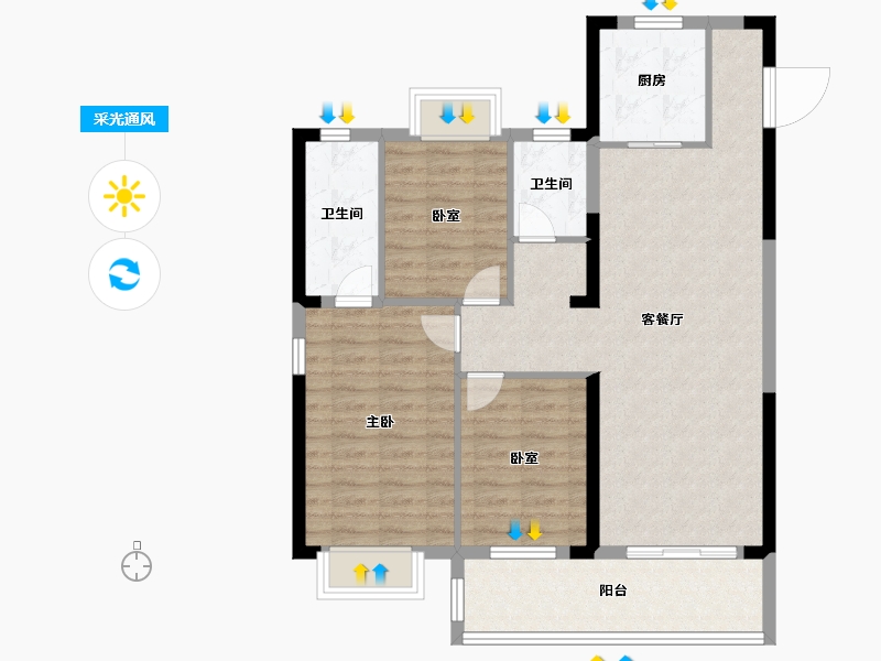 湖北省-荆州市-当代显扬府ΜΟΜΛ-92.80-户型库-采光通风