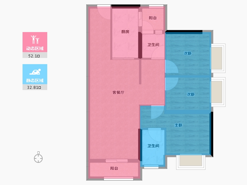 广东省-肇庆市-四会碧桂园明珠花园-75.89-户型库-动静分区