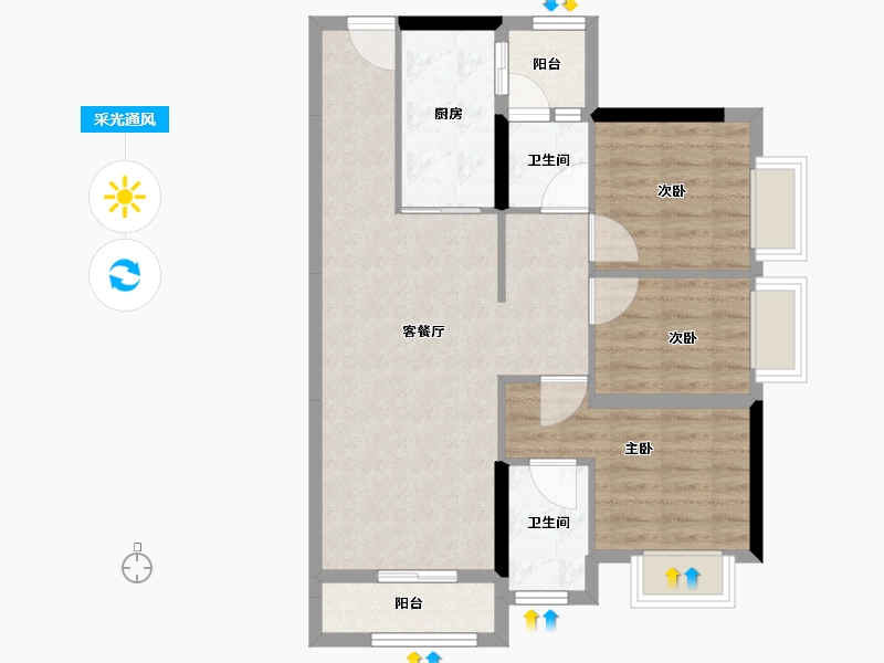 广东省-肇庆市-四会碧桂园明珠花园-75.89-户型库-采光通风