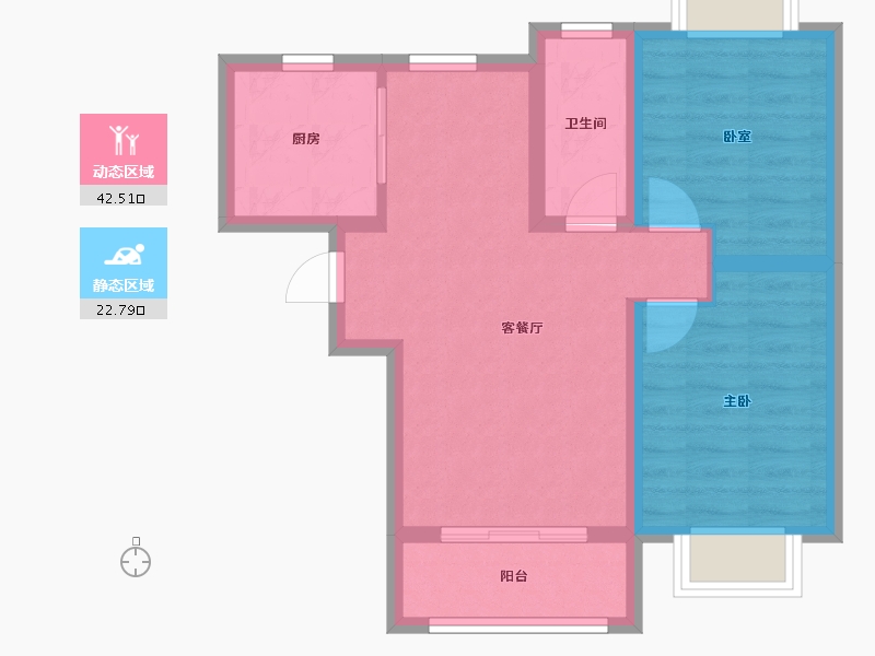 山东省-烟台市-蓬莱度假中心-57.69-户型库-动静分区