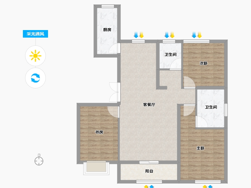 河北省-秦皇岛市-唐韵雲起墅-97.70-户型库-采光通风