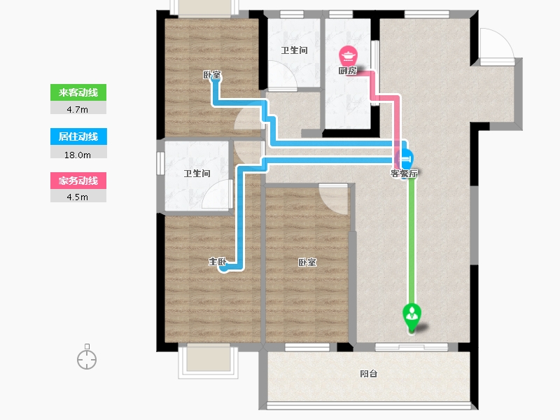 湖北省-荆州市-当代显扬府ΜΟΜΛ-100.80-户型库-动静线