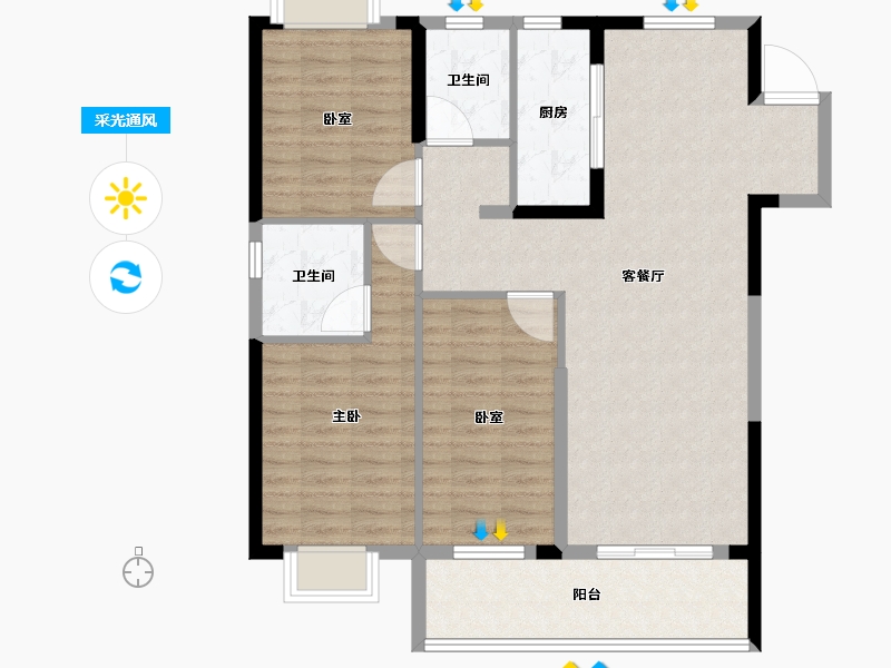 湖北省-荆州市-当代显扬府ΜΟΜΛ-100.80-户型库-采光通风