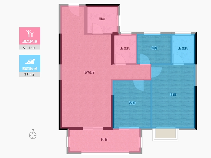 湖北省-荆州市-松滋博森翰林城-81.49-户型库-动静分区