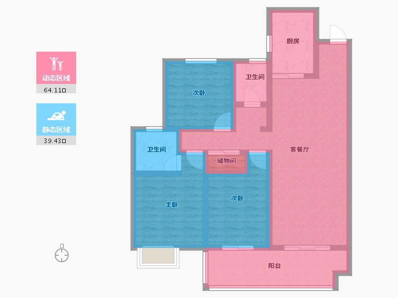 安徽省-宿州市-万成·桂花园-91.00-户型库-动静分区