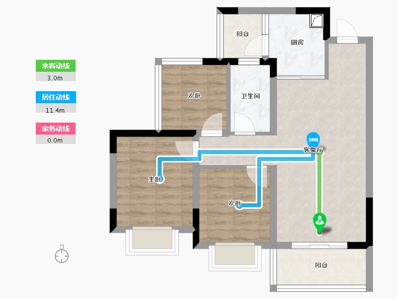 四川省-内江市-邦泰·大学城1号-65.50-户型库-动静线