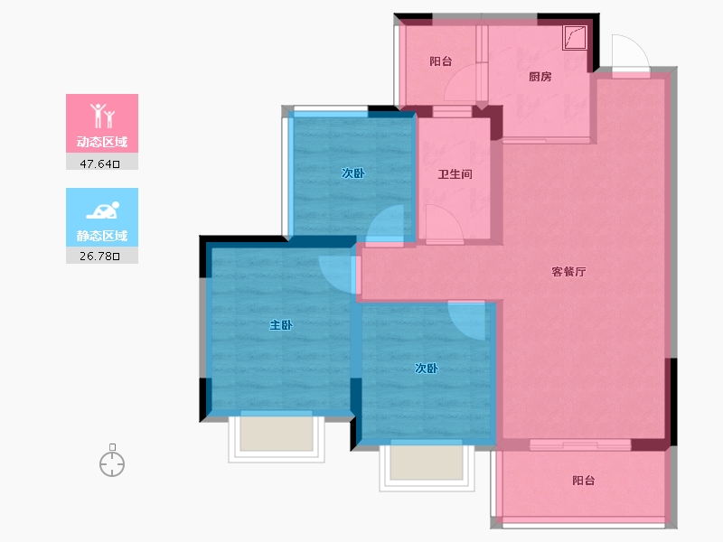 四川省-内江市-邦泰·大学城1号-65.50-户型库-动静分区